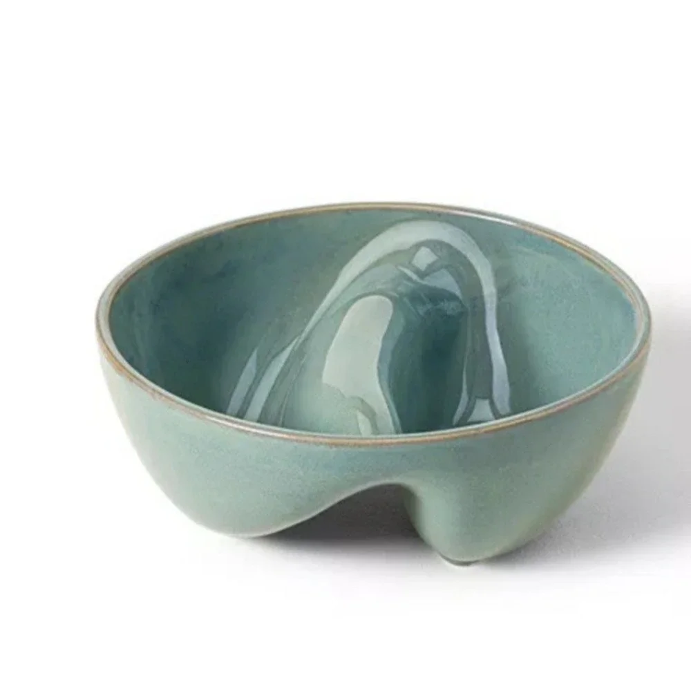 Uncommon Goods‎ Perfect Bite Divided Bowl Peter Both Blue Two Section Ceramic